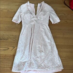 Kay Unger Light Pink Eyelet Midi Dress